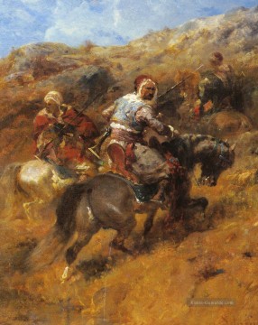  Arabien Kunst - Arabische Krieger auf einem Hügel Arabien Adolf Schreyer